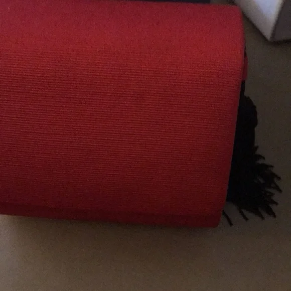 NWOT. Beautiful Red Silk mini bag. Red with black tassels on each side - Picture 3 of 5